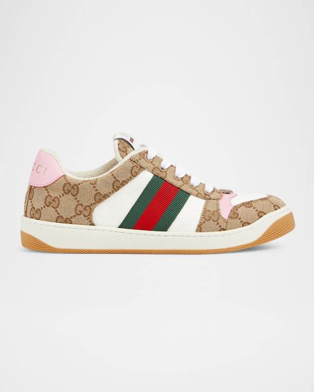 Screener GG Canvas and Leather Sneakers